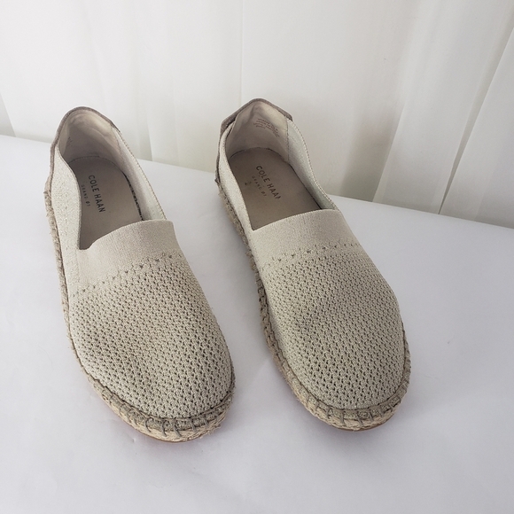 Cole Haan Cloudfeel Stitchlite Espadrille Slip-On beige tan metallic glitter 7.5 - Picture 2 of 8